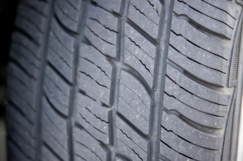 Close-up of a rubber tyre tread